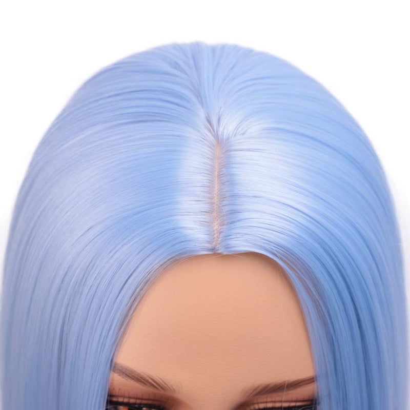 ENTRANCED STYLES Light Blue Wig Synthetic Straight Hair Bob Cut Wig Middle Part Shoulder Length Fashion Bob Wigs for Women Cosplay Wig - Image 5